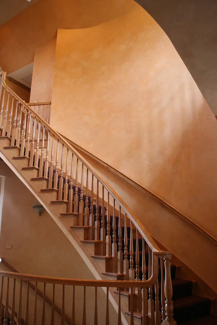 Freshly decorated staircase and landing in a period home, London