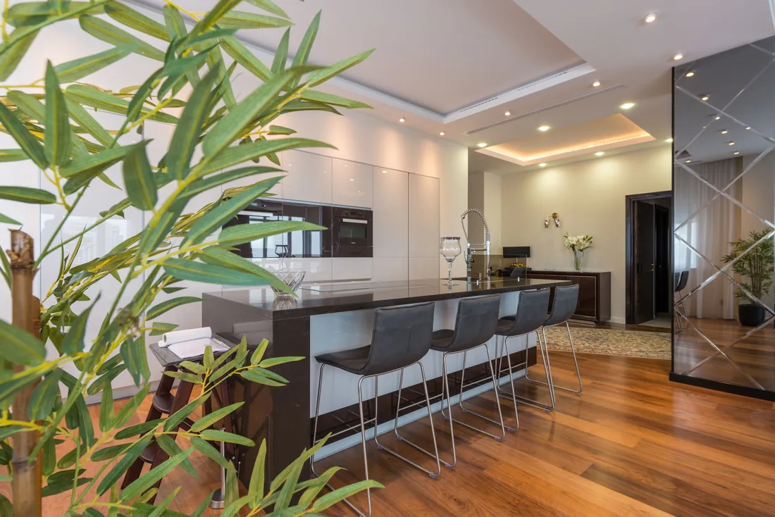 Sleek modern kitchen with a central island, London