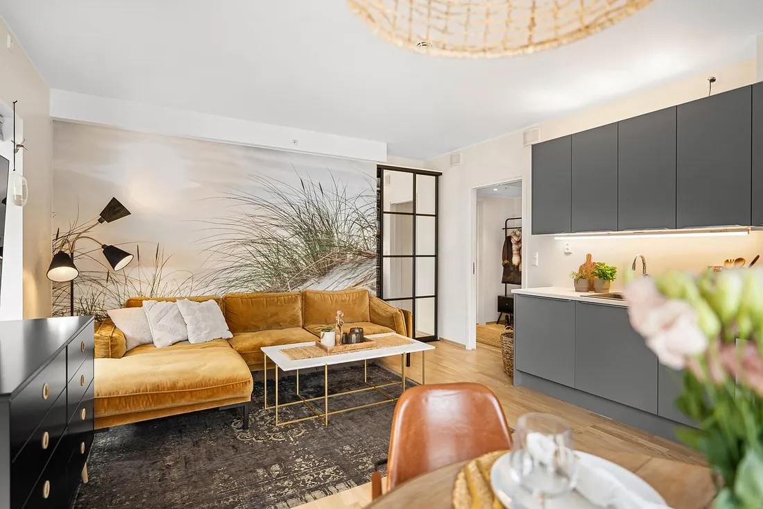 Open-plan living, dining and kitchen space, London