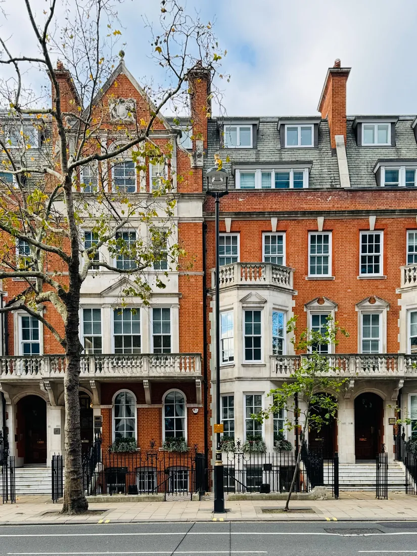 Red brick period façade, Marylebone, London
