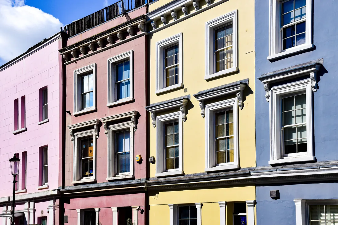 White stucco terrace, Notting Hill, London