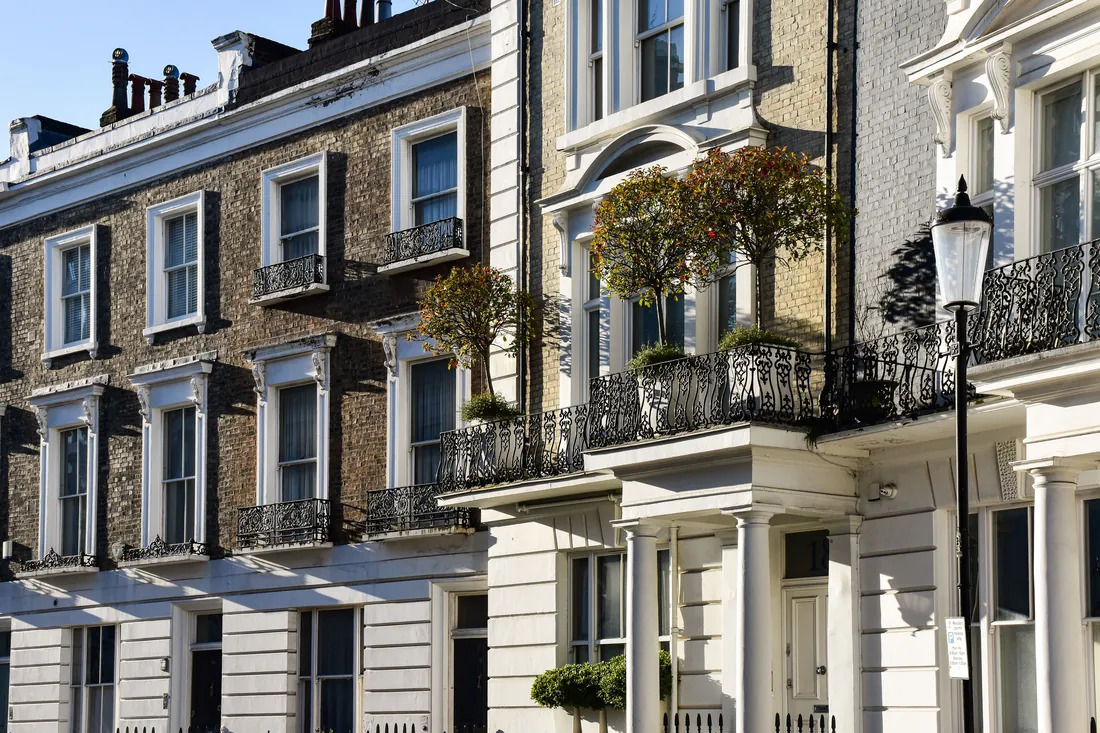 White stucco terrace, Pimlico, London
