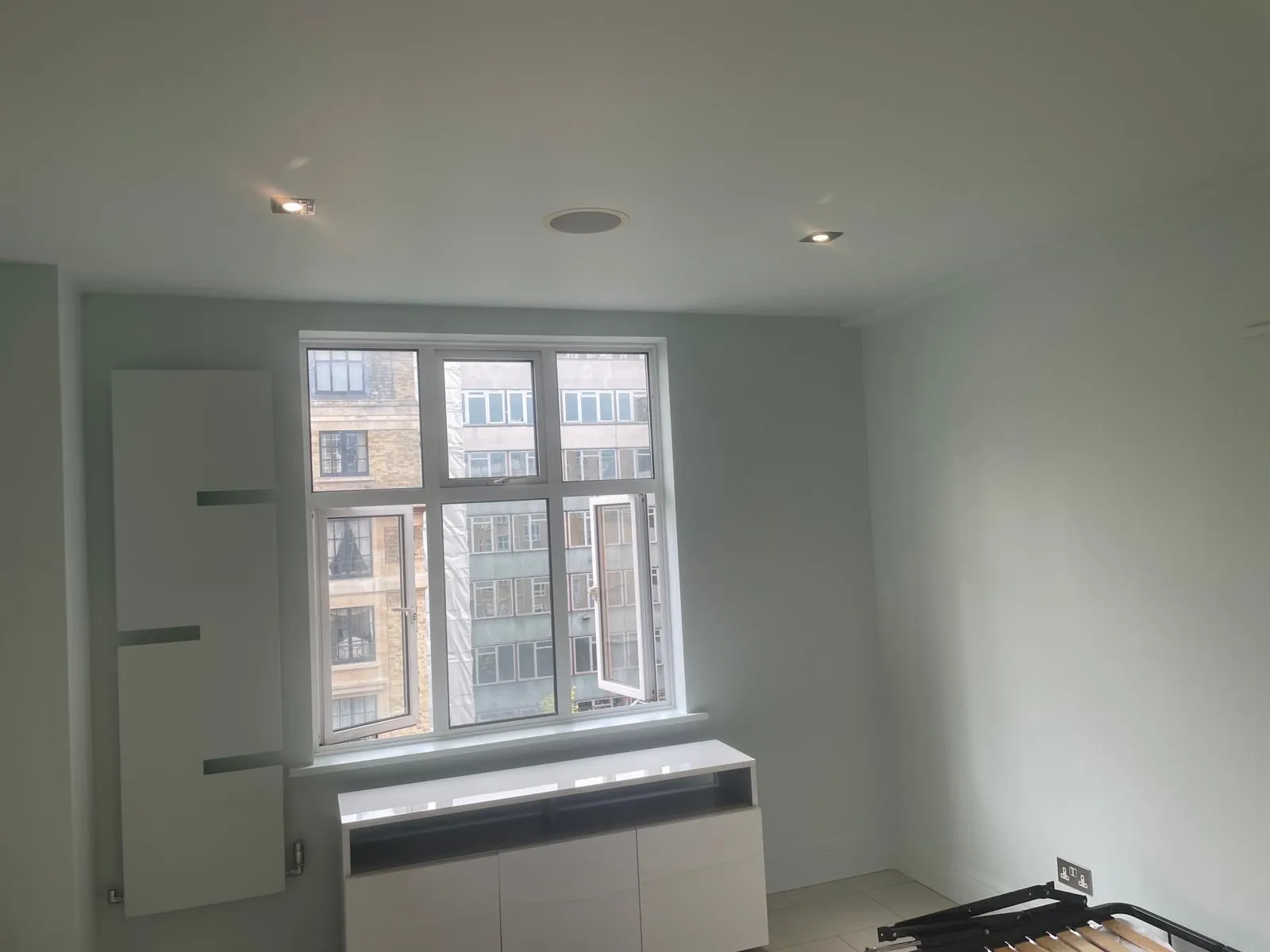 Bedroom with window seat, walls and ceiling, Marylebone
