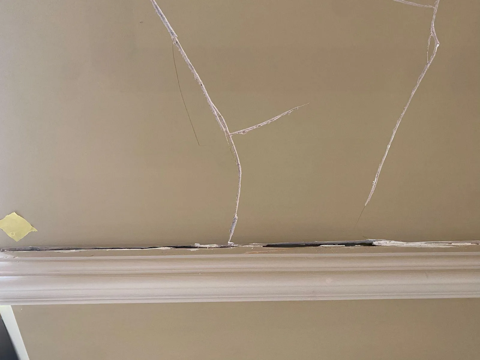 Ceiling cracks raked and filled beside the cornice, Mayfair