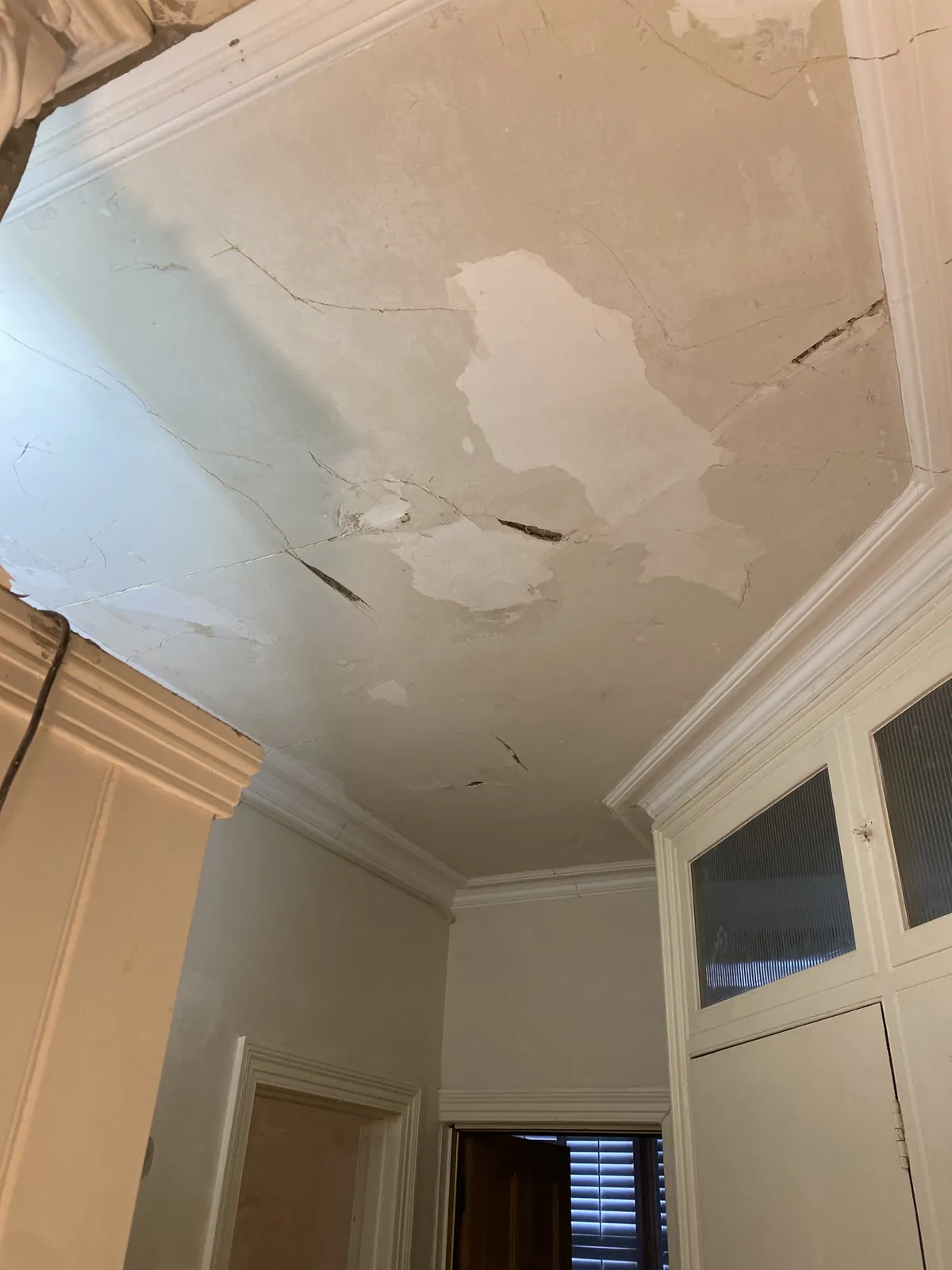 Ceiling plaster repair before decoration, Marylebone