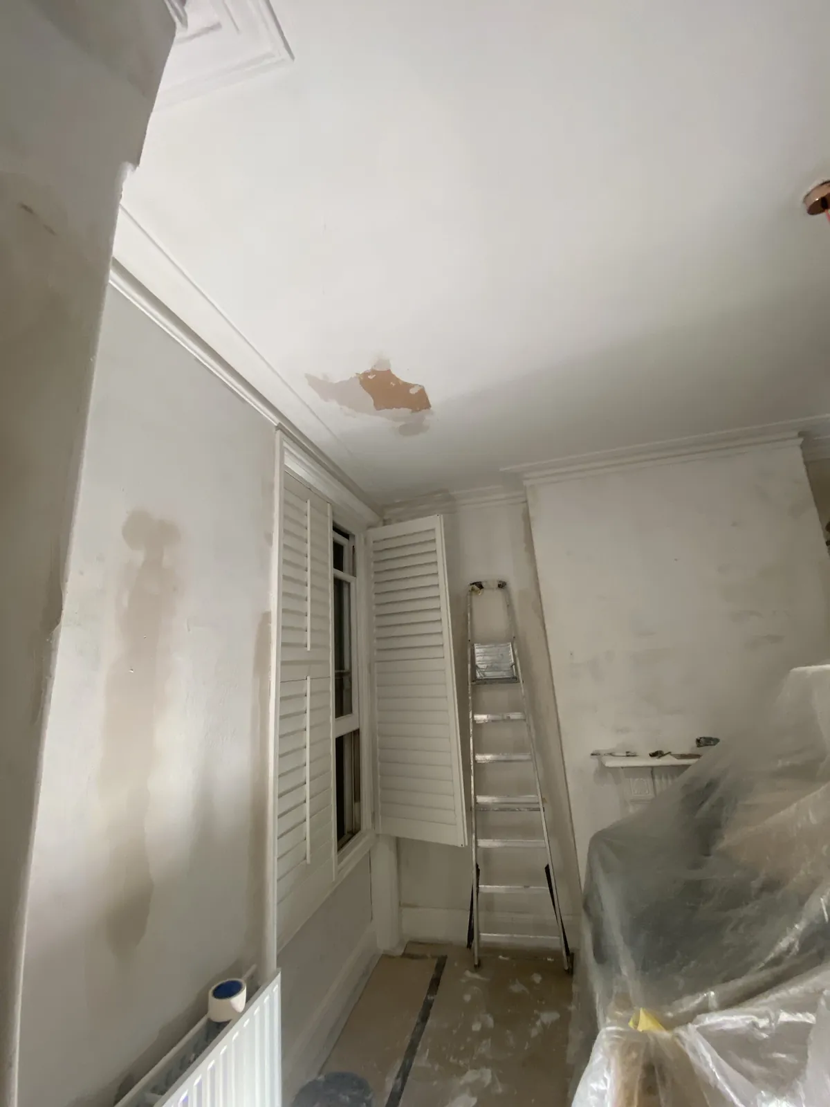 Ceiling repairs sheeted and made good, St John's Wood