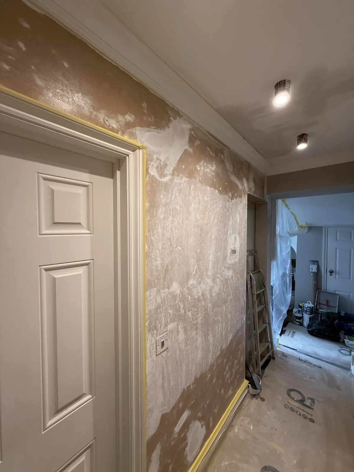 Hallway walls stripped and filled, Chelsea
