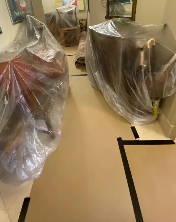 Furniture wrapped and sealed, Mayfair