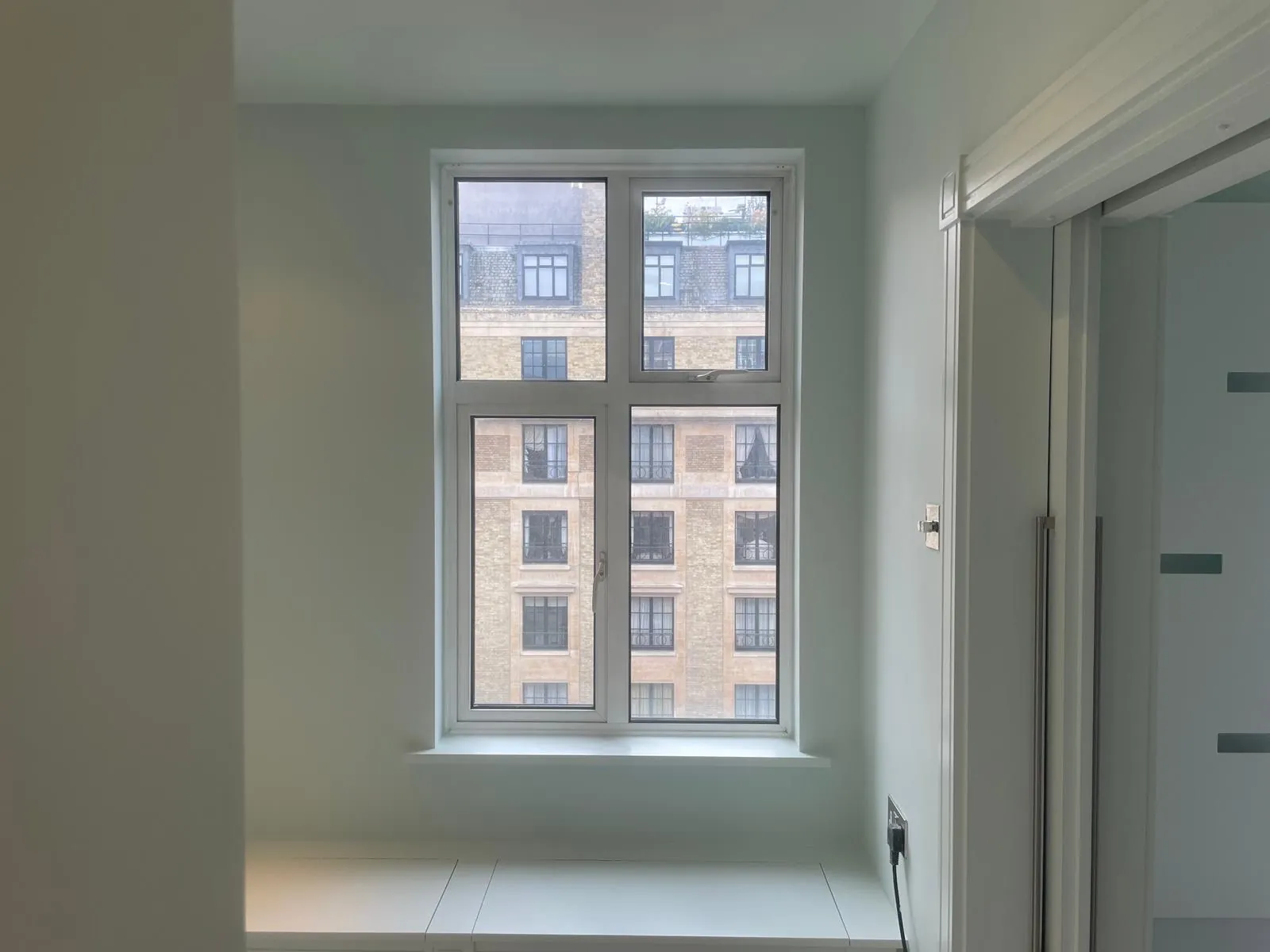 Bay window in pale grey-green, Marylebone