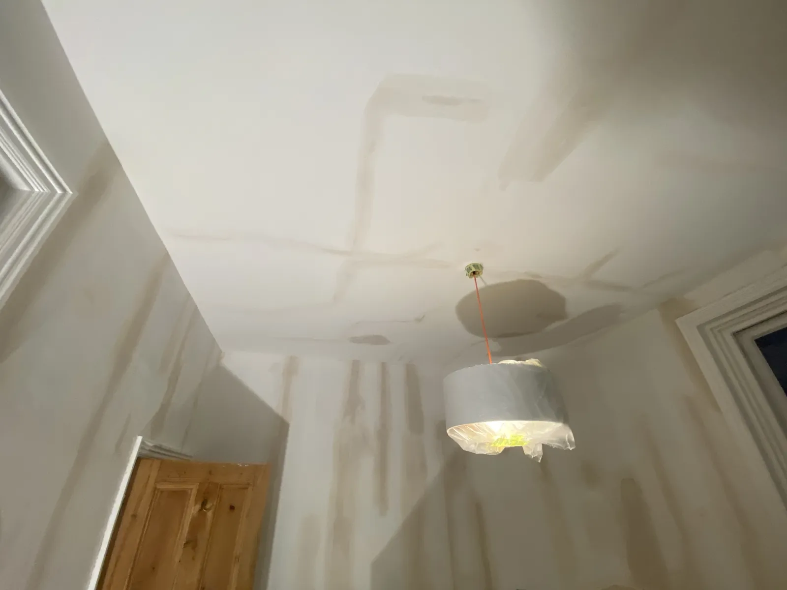 Loft ceiling prepared before painting, St John's Wood