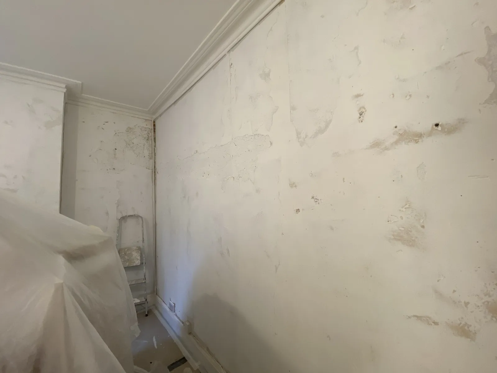Plastered wall prepared before painting, Belgravia