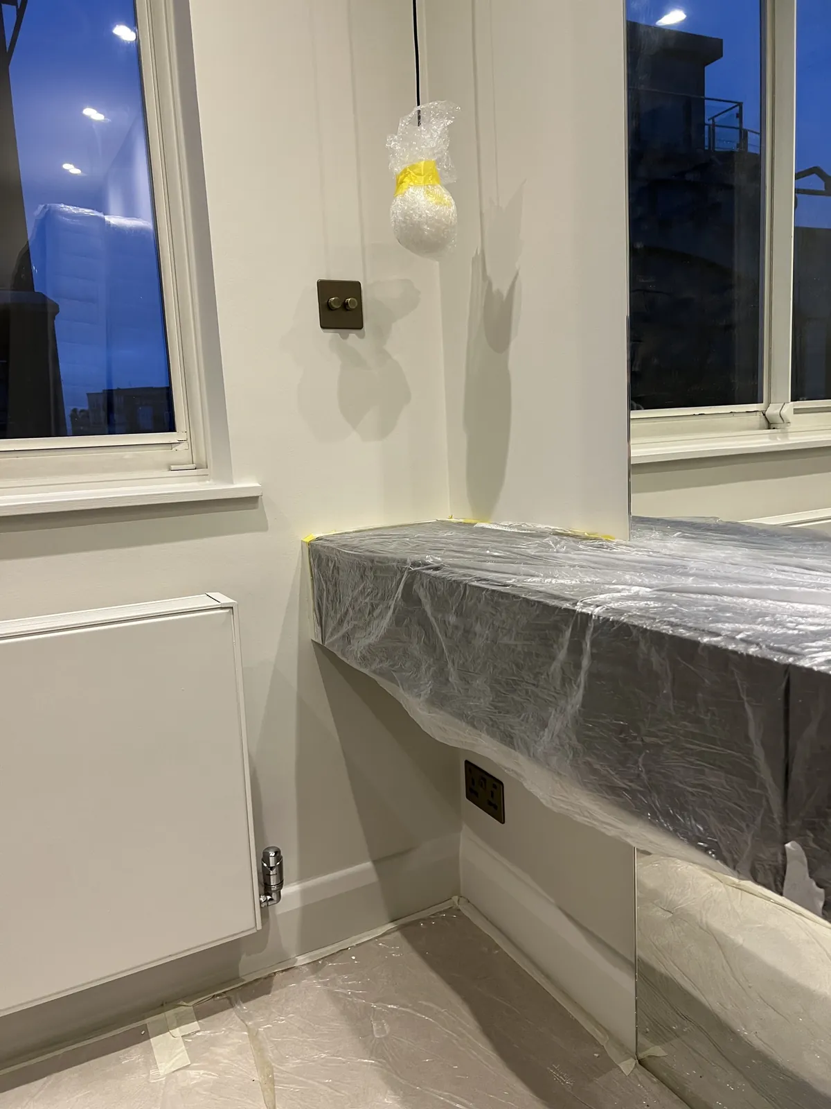Painted walls, window and radiator, St John's Wood