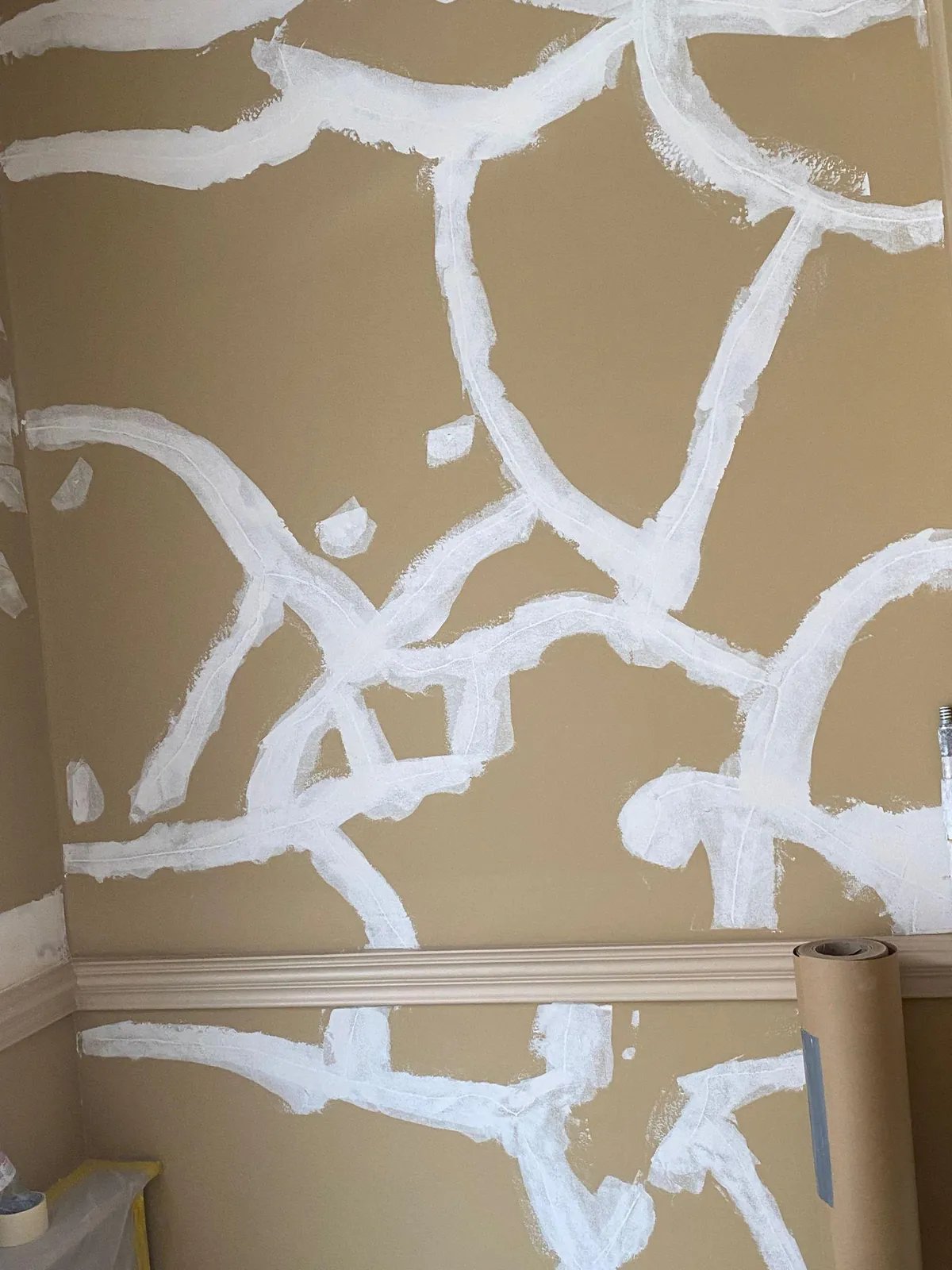 Wall cracks raked out and filled, Mayfair