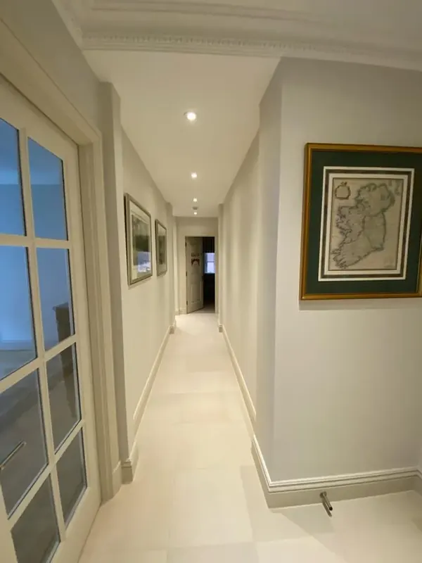 Hallway with glazed doors, walls and woodwork, Belgravia