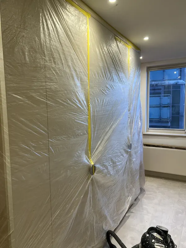 Wardrobes sheeted before decorating, St John’s Wood