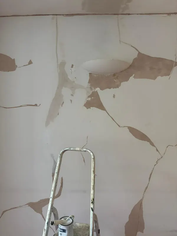 Wall crack repairs filled and sanded, Knightsbridge